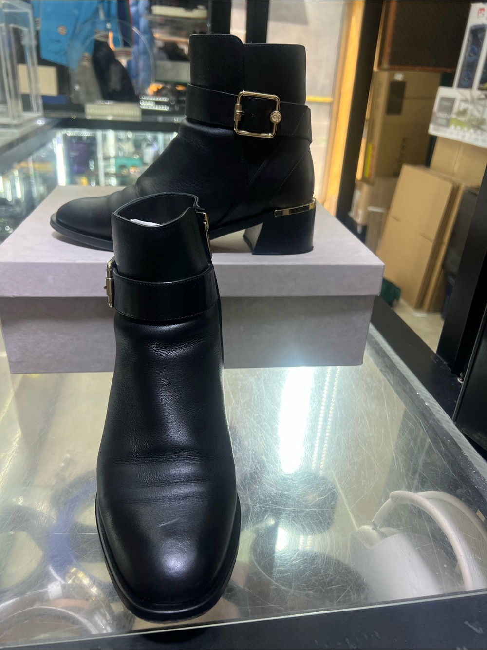 Jimmy Choo Noor 45MM Block Heel Leather Boots